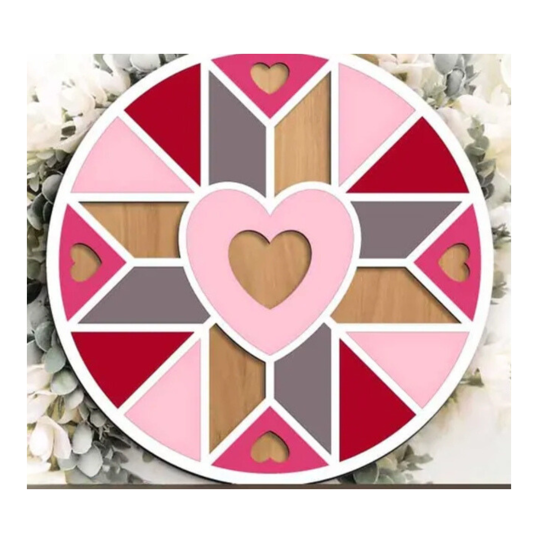 Valentine Heart Quilt: 3D Round Door Hanger