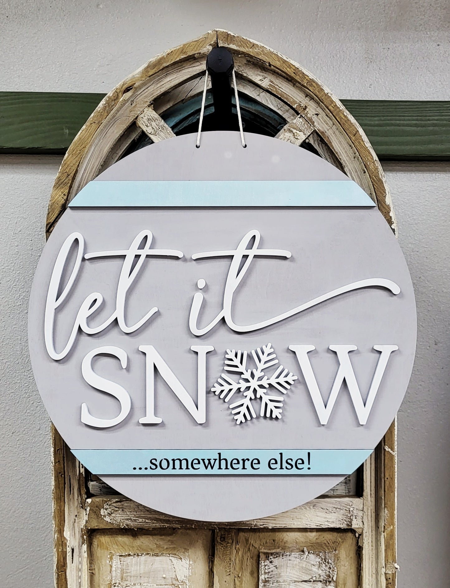 Let it Snow - Somewhere Else: 3D Round Door Hanger