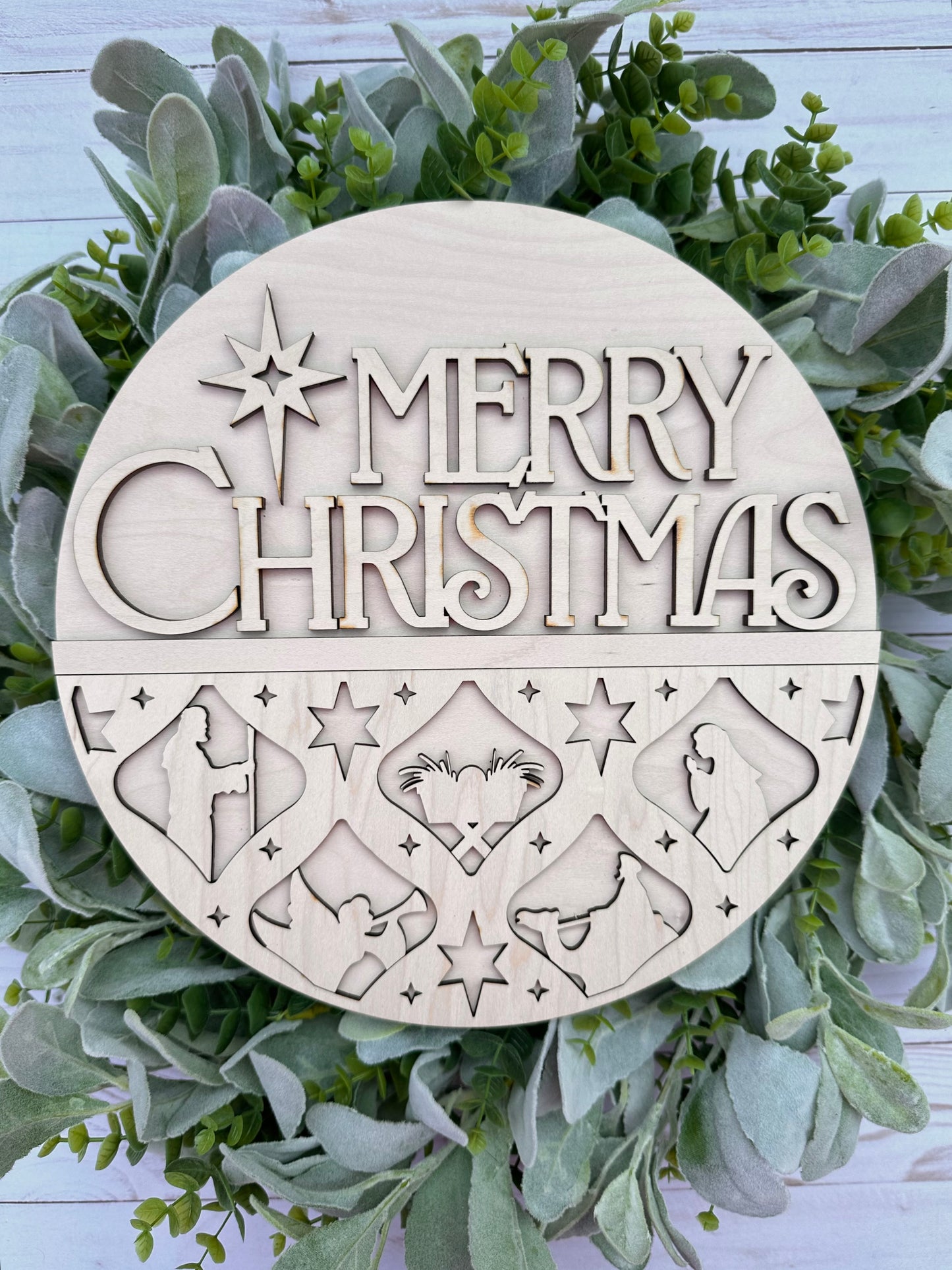 Merry Christmas Nativity: 3D Round Door Hanger