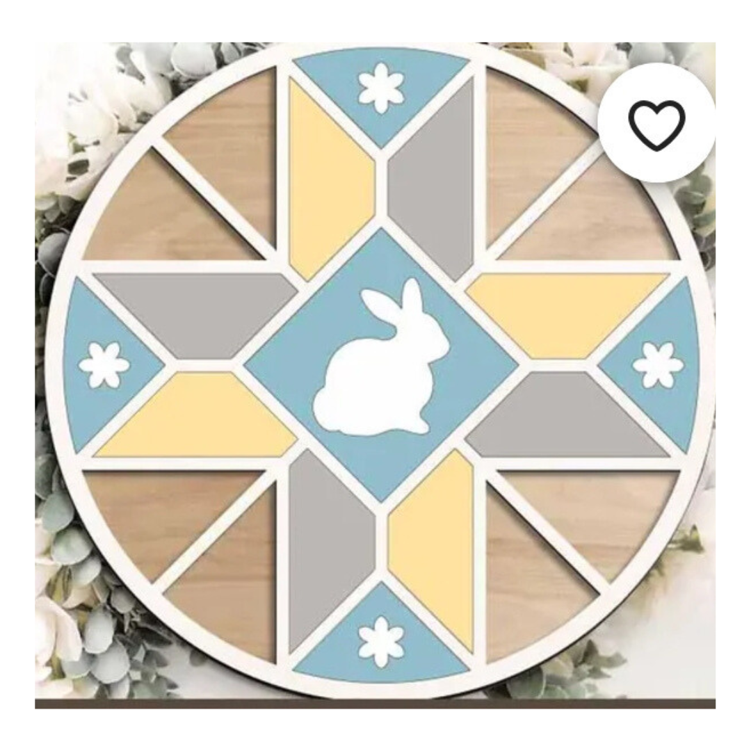 Easter Bunny Quilt: 3D Round Door Hanger