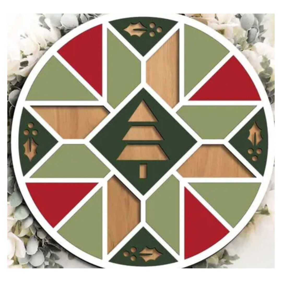 Christmas Tree Quilt: 3D Round Door Hanger