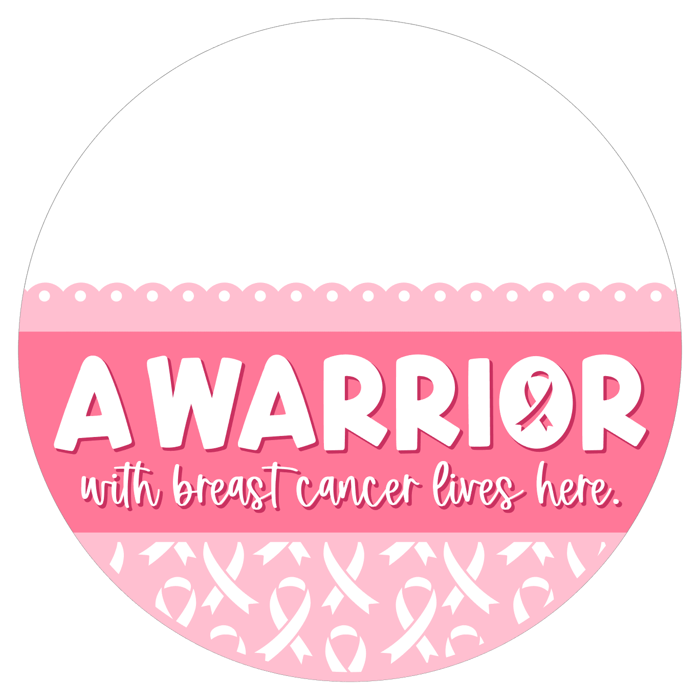 Cancer Awareness - A Warrior With Breast Cancer Lives Here: 3D Round Door Hanger