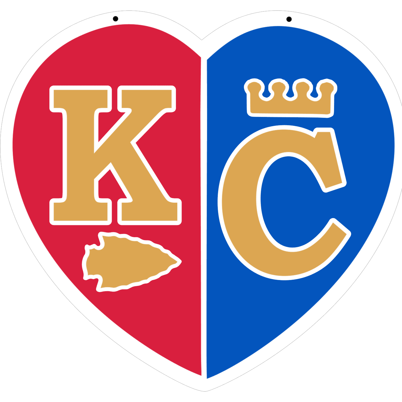 Kansas City Chiefs & Royals Fans | 18" Heart Shaped 3D Door Hanger