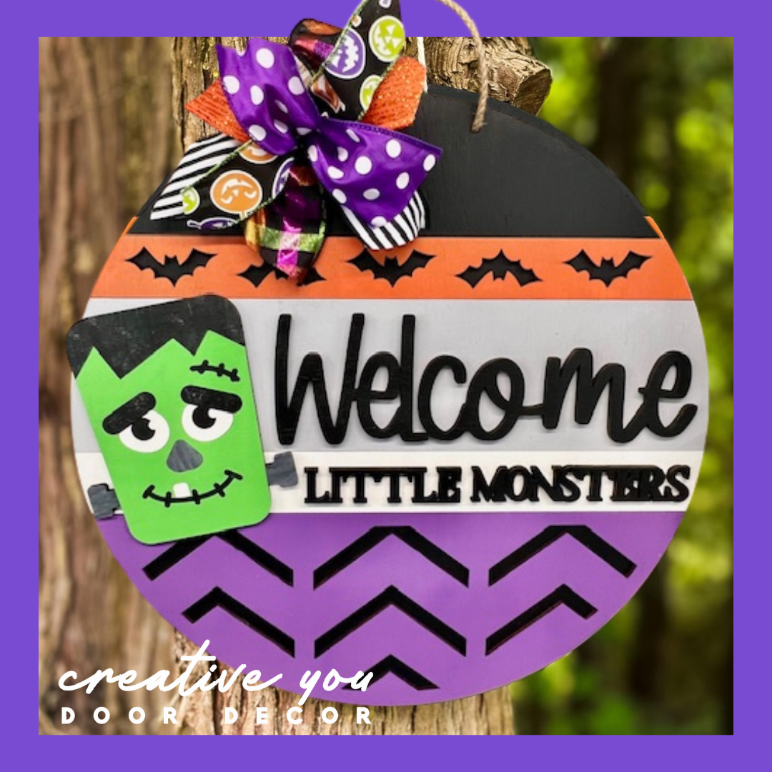 DIY WOOD KIT | Frankenstein -Welcome Little Monsters | 3D Door Hanger Project
