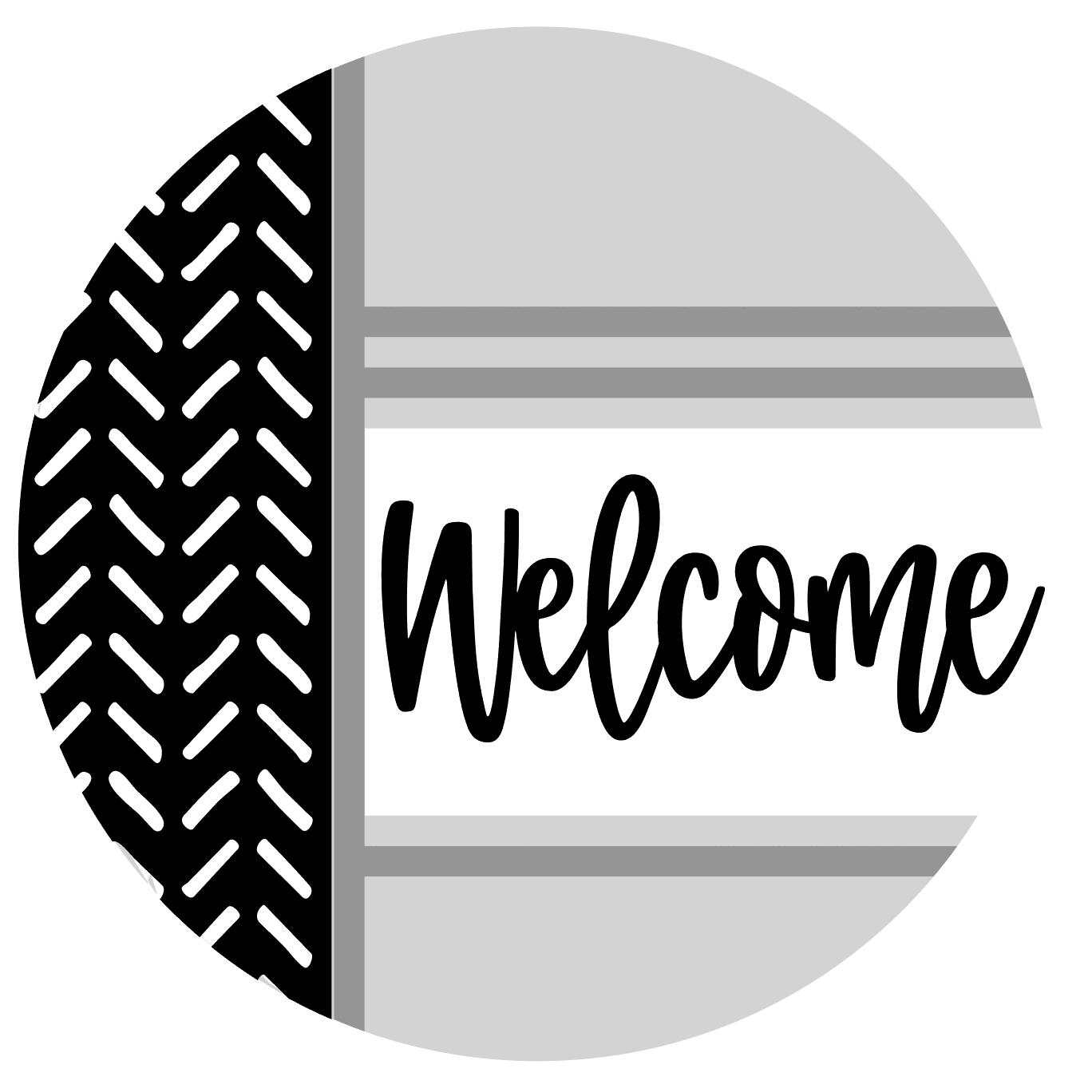 Welcome Vertical Design: 3D 18" Round Door Hanger