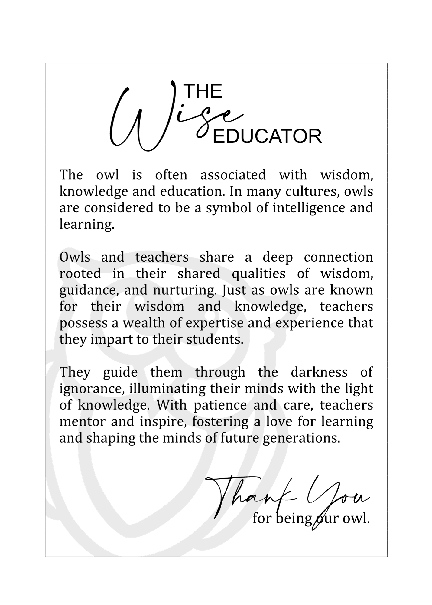 Story Card Ornament - Car Charms: Owl