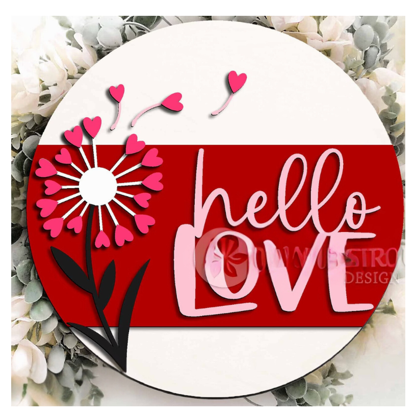 Hello Love Dandelion Valentine's Day: 3D Round Door Hanger