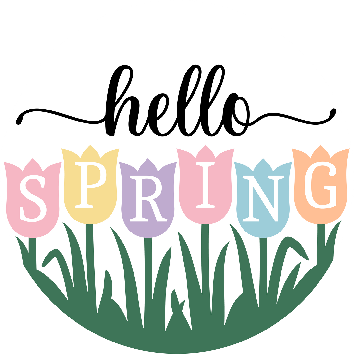 Hello Spring Tulips: 3D Round Door Hanger