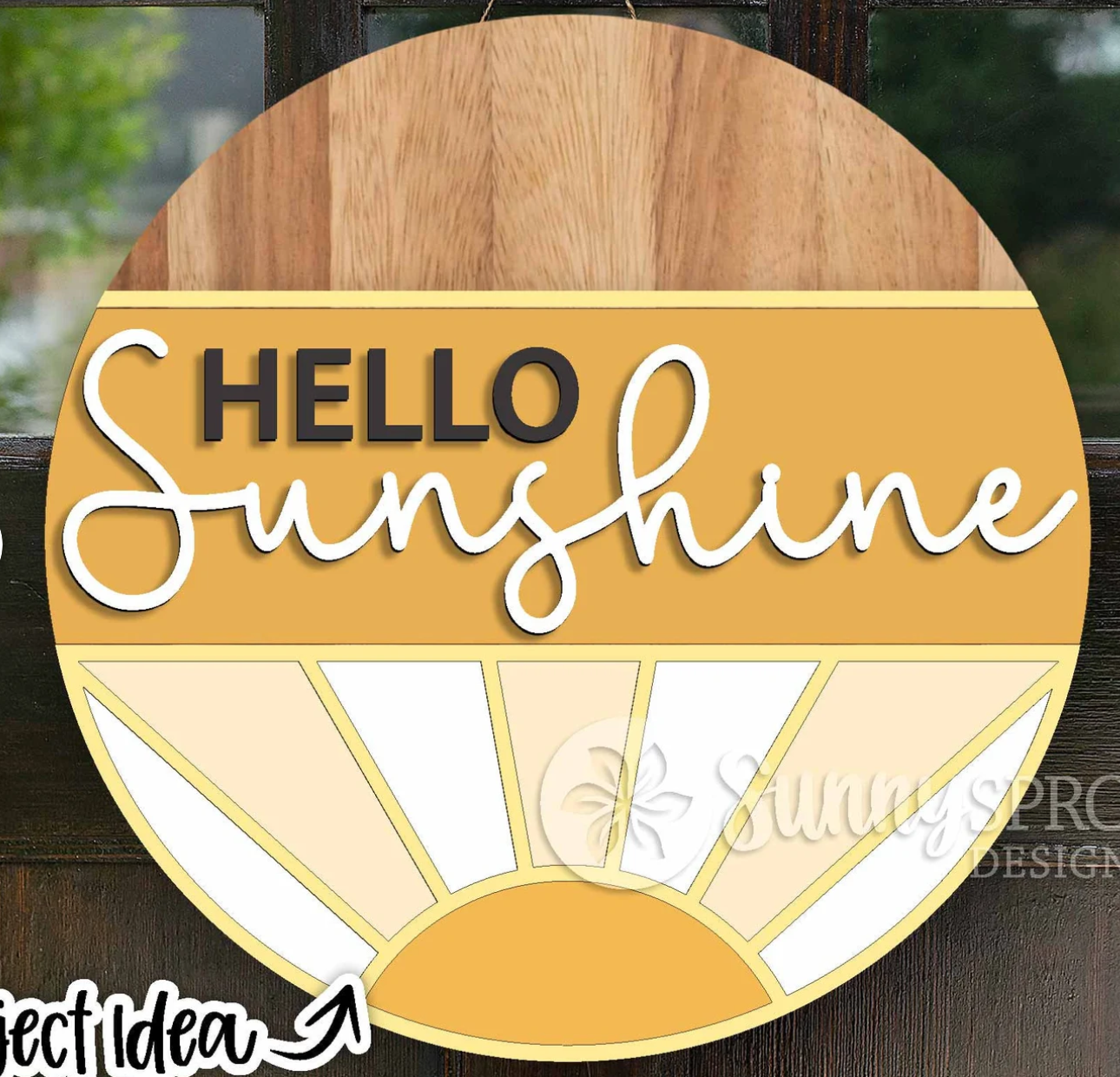 Hello Sunshine w Sun: 3D Round Door Hanger