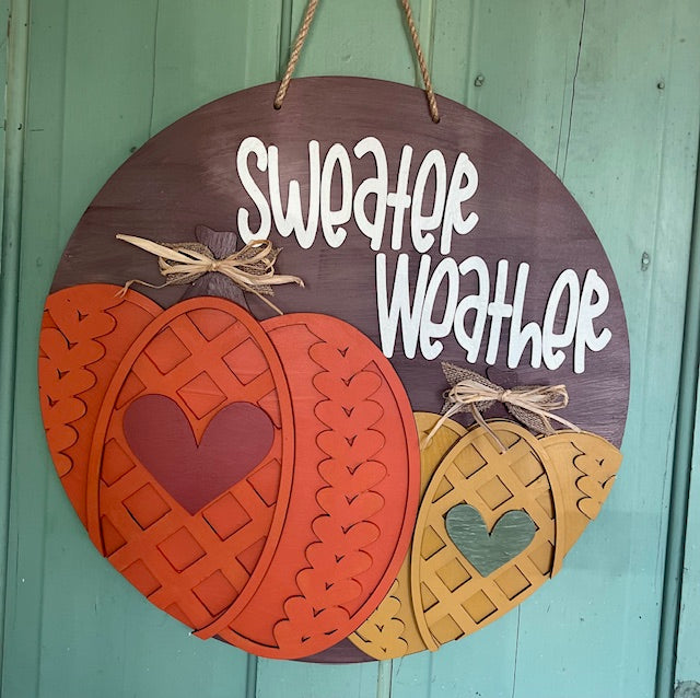 Sweater Weather Pumpkins: 3D Round Door Hanger