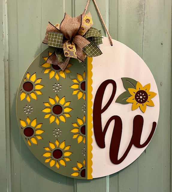 Hi Sunflower Vertical Design: 3D Round Door Hanger