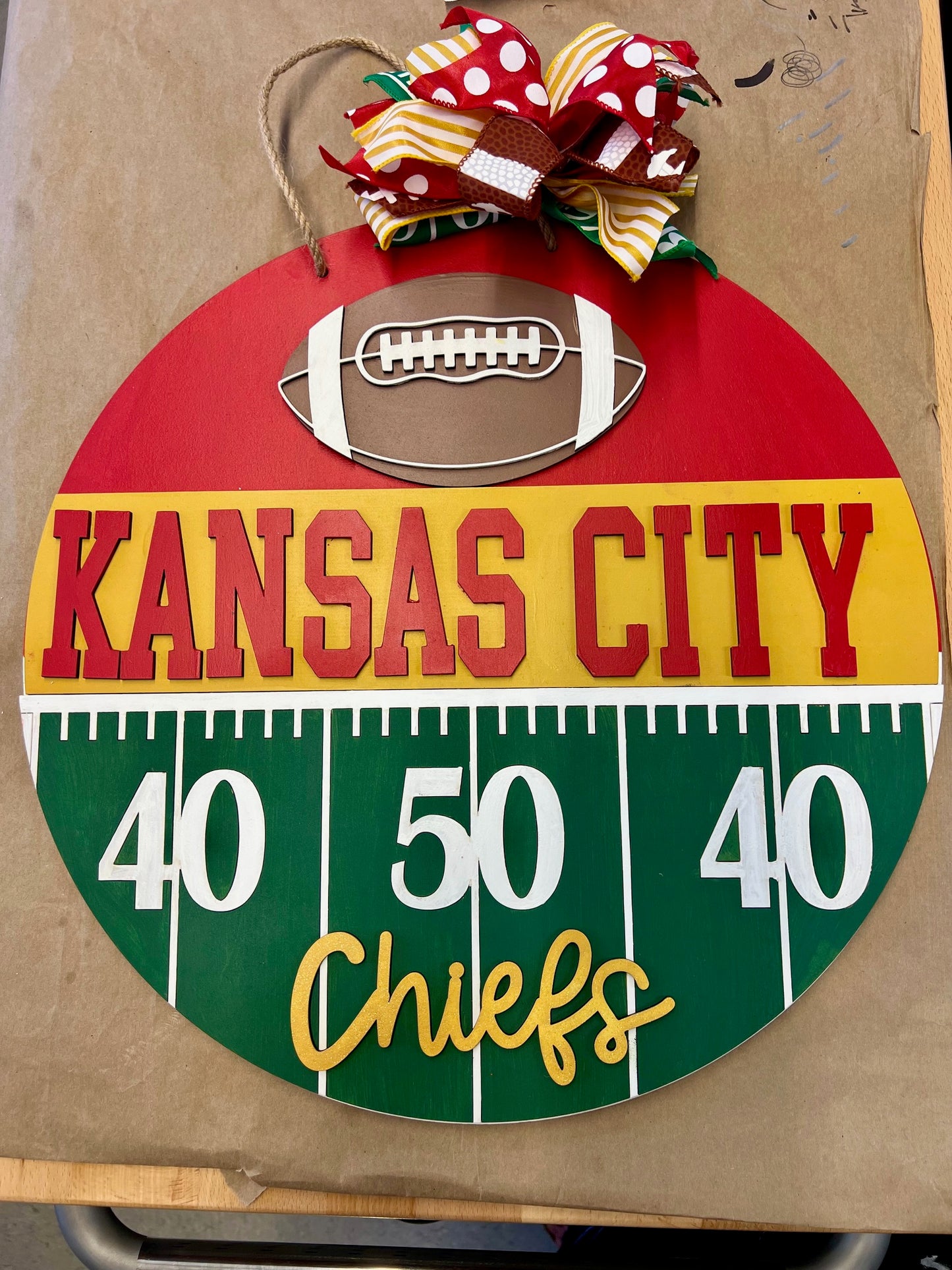 Football Door Hanger: Personalized 3D Round Door Hanger