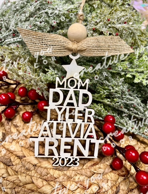 Holiday Ornament - Personalized Christmas Tree w Family Names