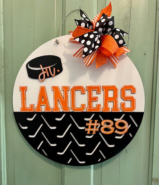 PERSONALIZED HOCKEY TEAM/PLAYER | 18" Round 3D Door Hanger