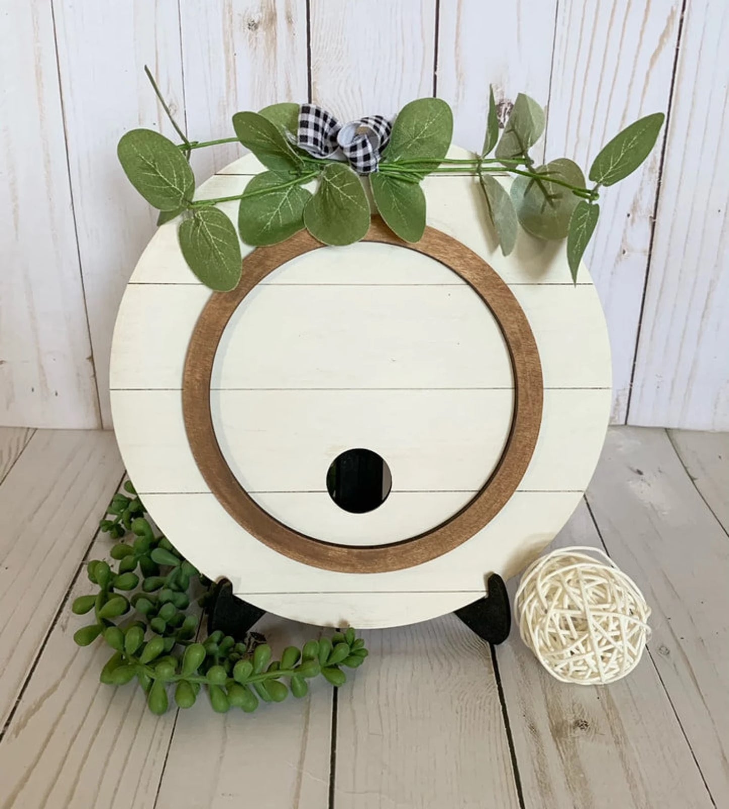 Shiplap Round Shelf Sitter Base + 3 Inserts