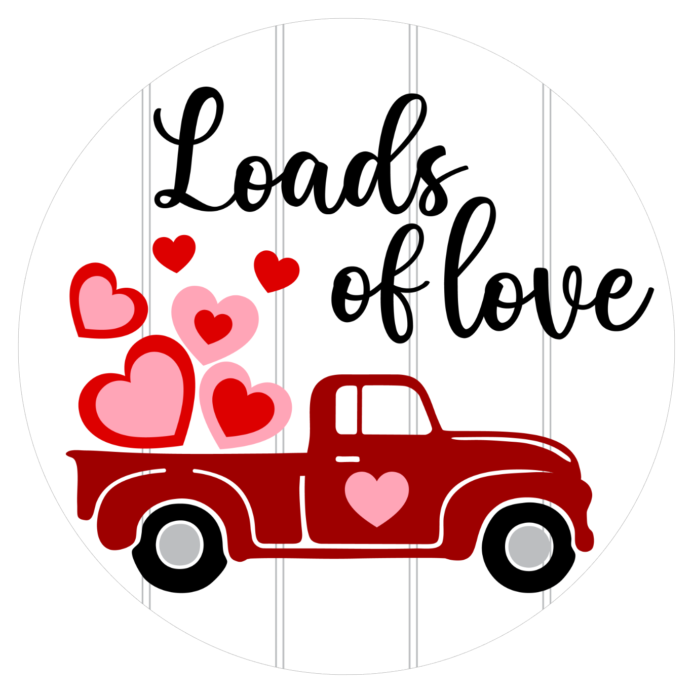 Load of Love Vintage Truck Valentine's Day: 3D Round Door Hanger