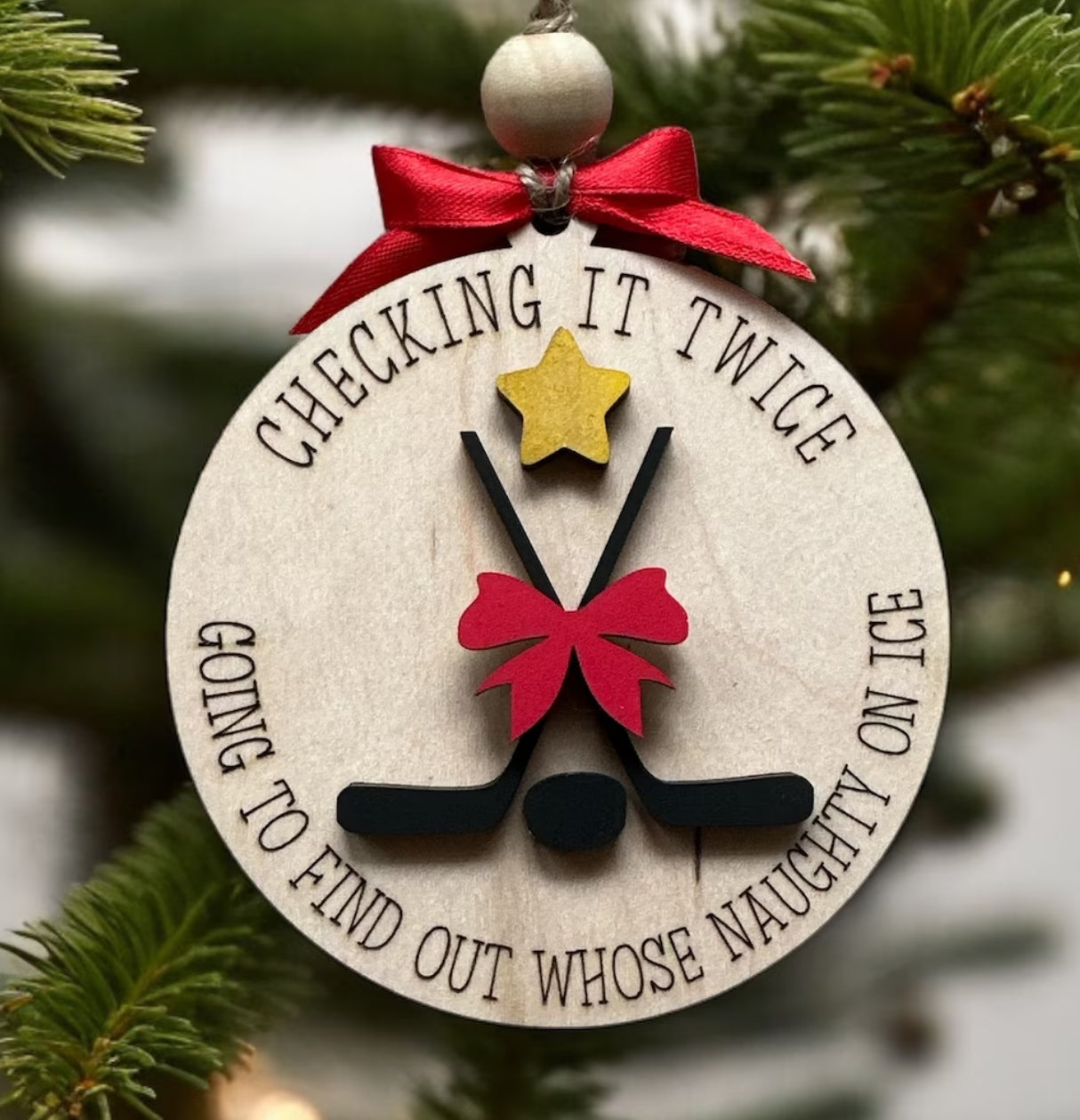 Holiday Ornament - Hockey - Checking It Twice