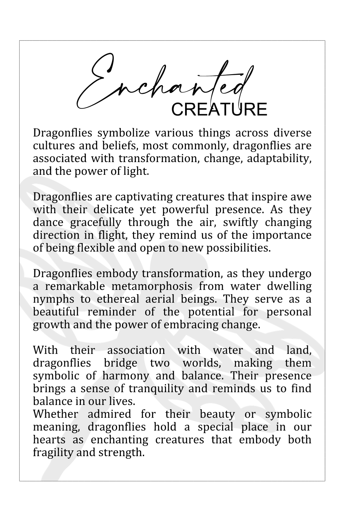 Story Card Ornament - Car Charms: Dragon Fly