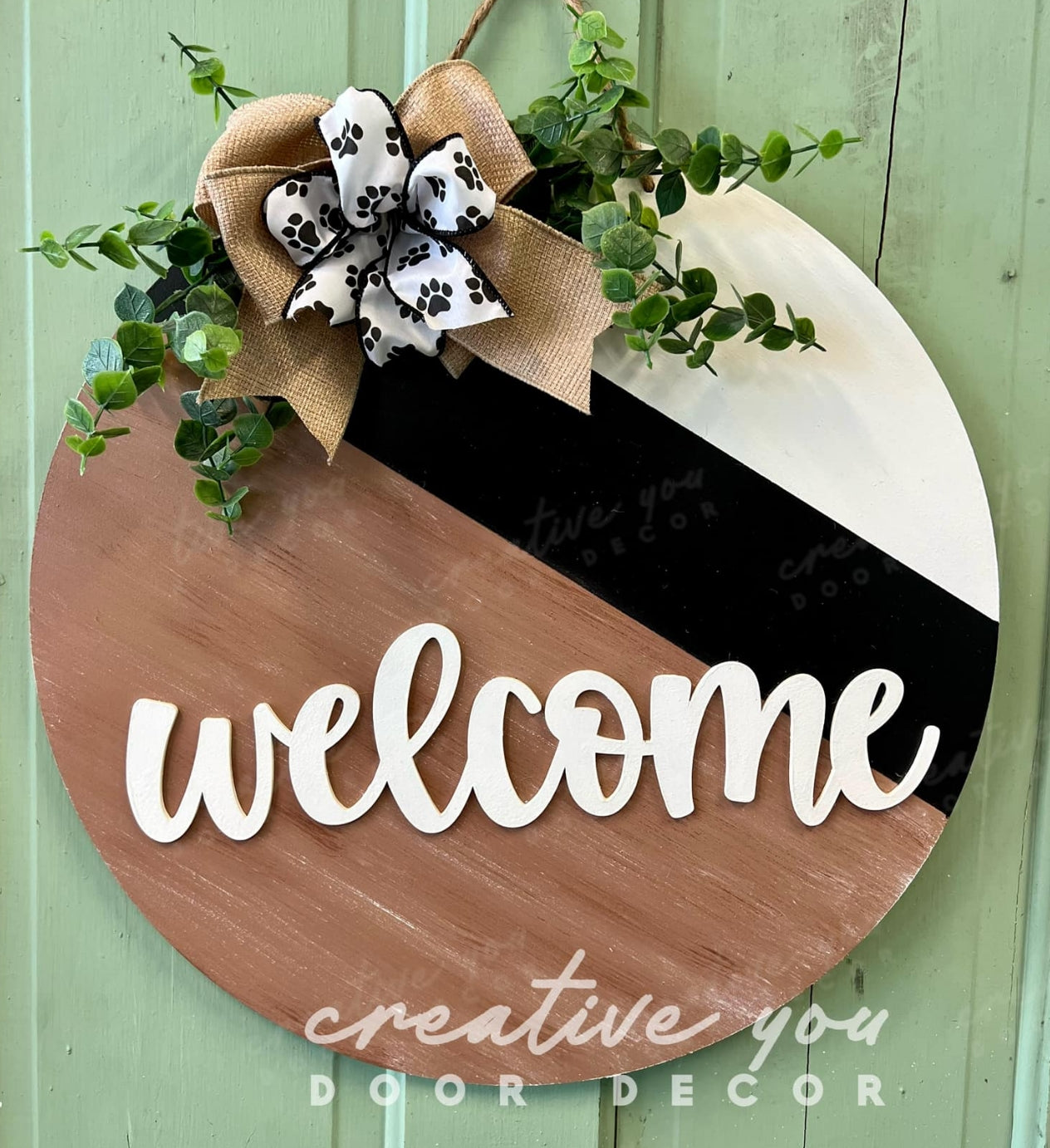 Welcome Diagonal Design: 3D Round Door Hanger