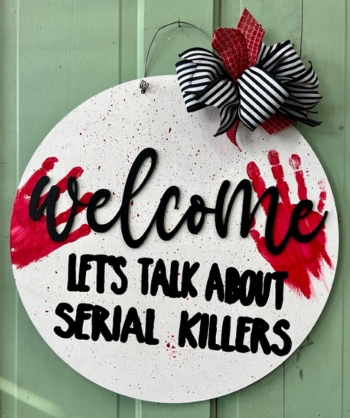 Welcome - Let's Talk About Serial Killers: 3D Round Door Hanger