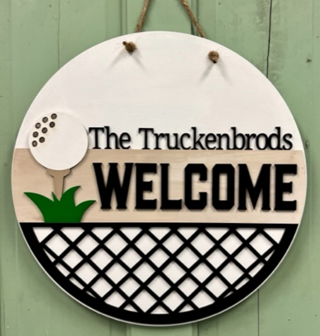 Welcome Personalized Golf Design: 3D Round Door Hanger
