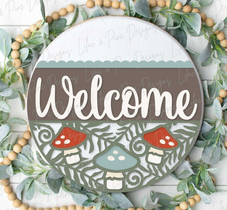 Welcome Mushrooms: 3D Round Door Hanger