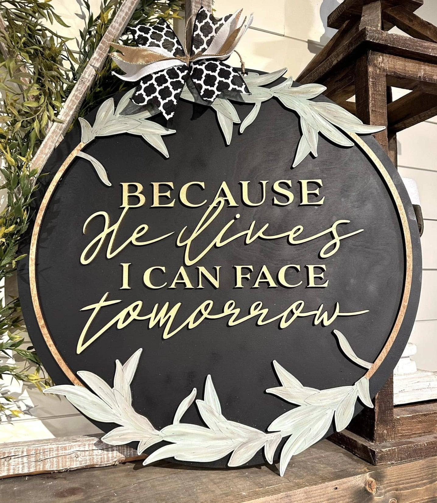 Because He Lives: 3D Round Door Hanger