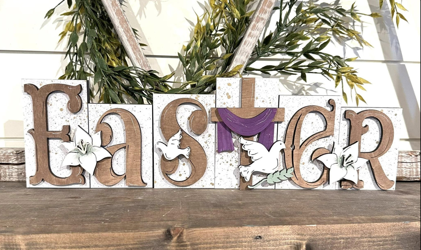 Religious Easter Word Block: 3D Shelf Sitter