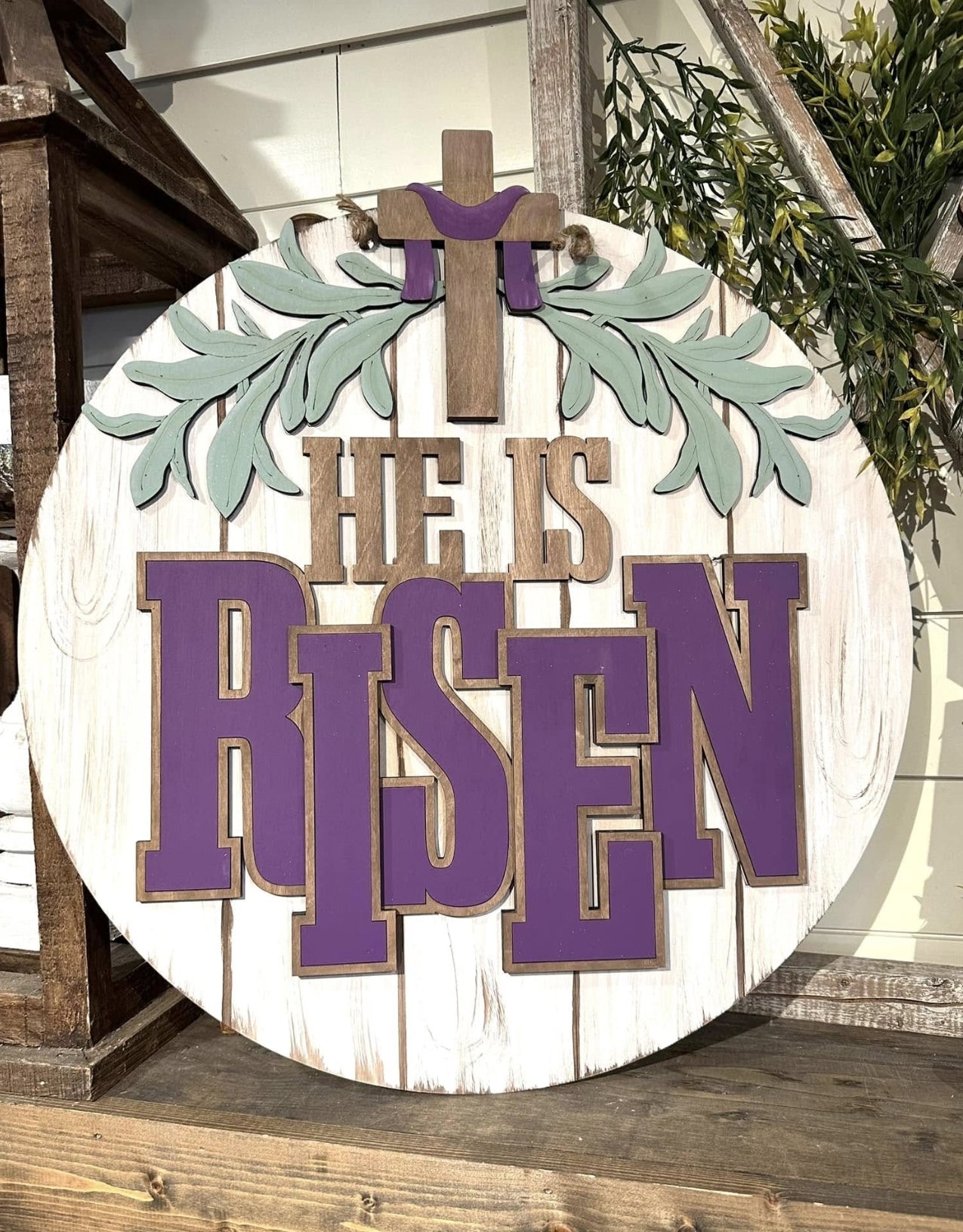 He Is Risen Shiplap: 3D Round Door Hanger