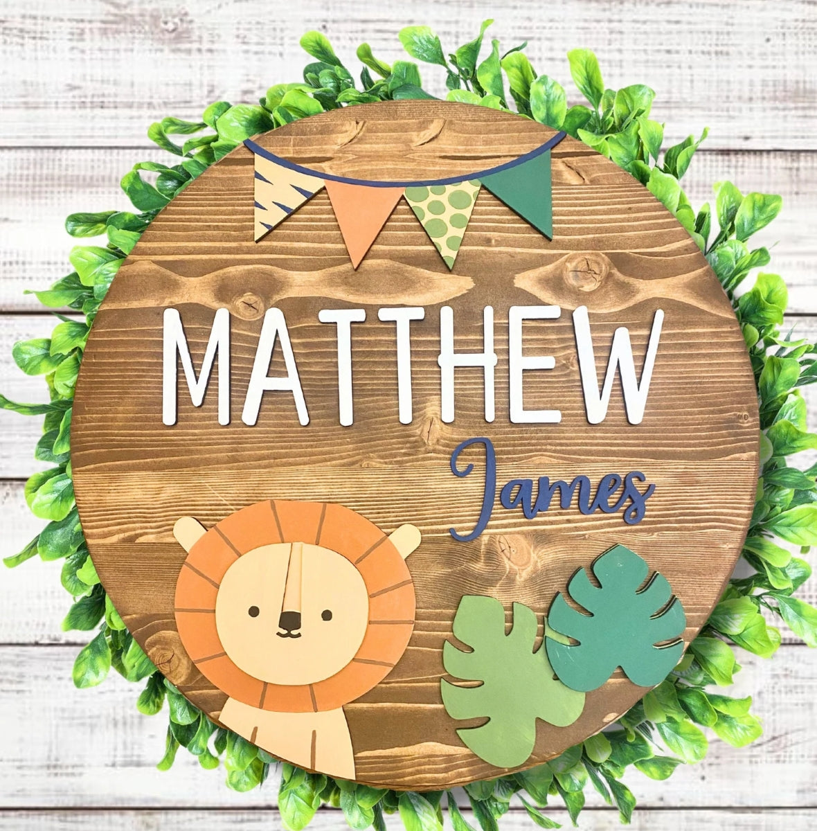 Nursery Sign | 3D Round - Lion Jungle Theme