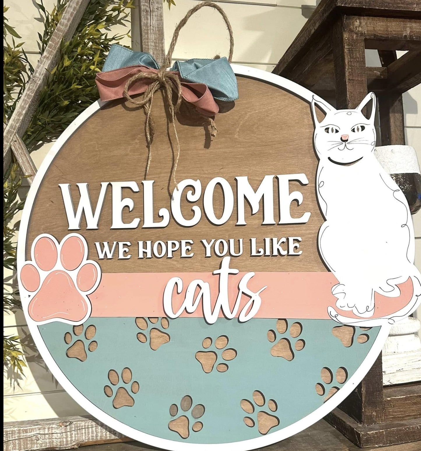 Welcome We Hope You Like Cats: 3D Round Door Hanger