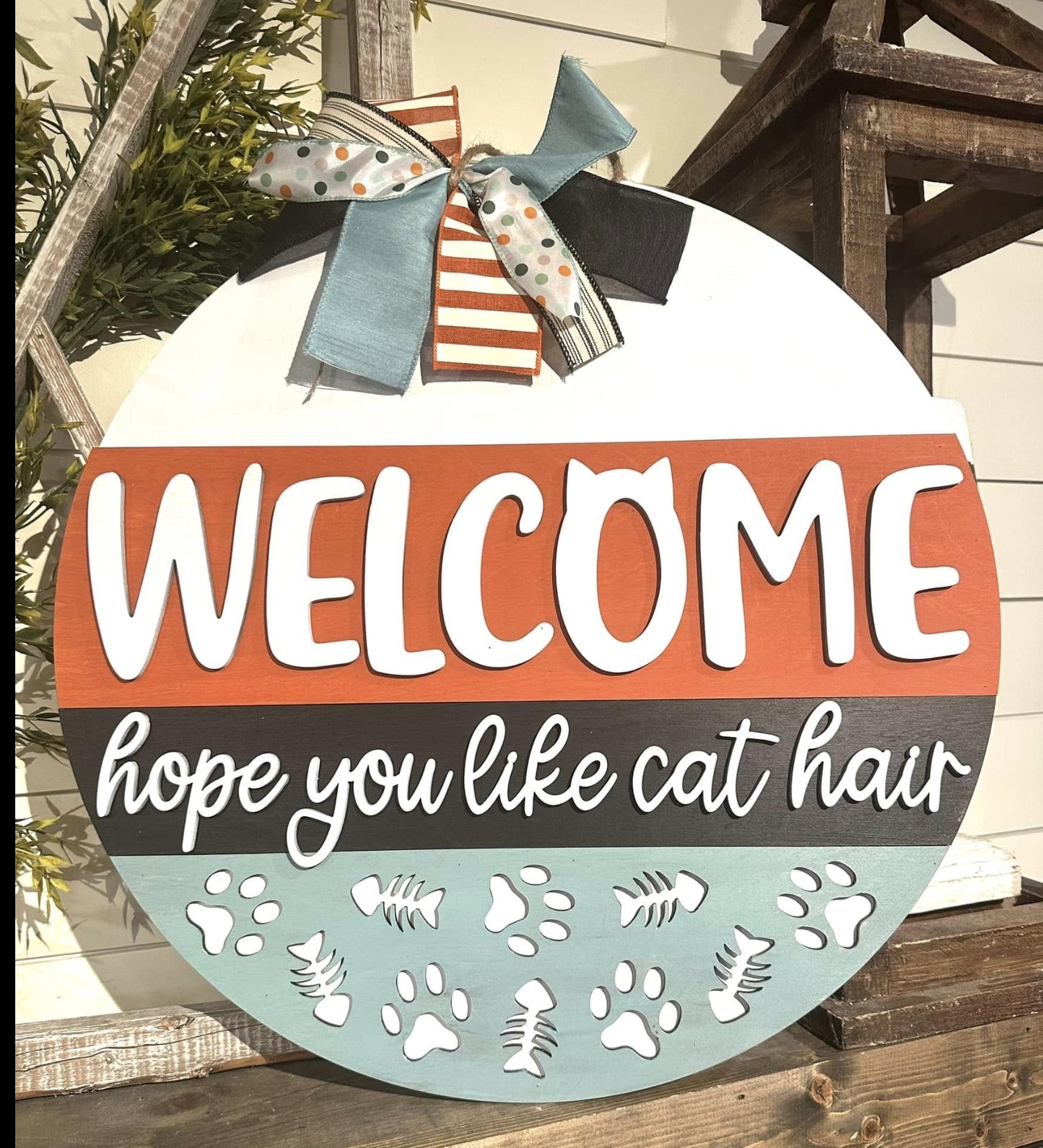 Welcome Hope You Like Cat Hair: 3D Round Door Hanger