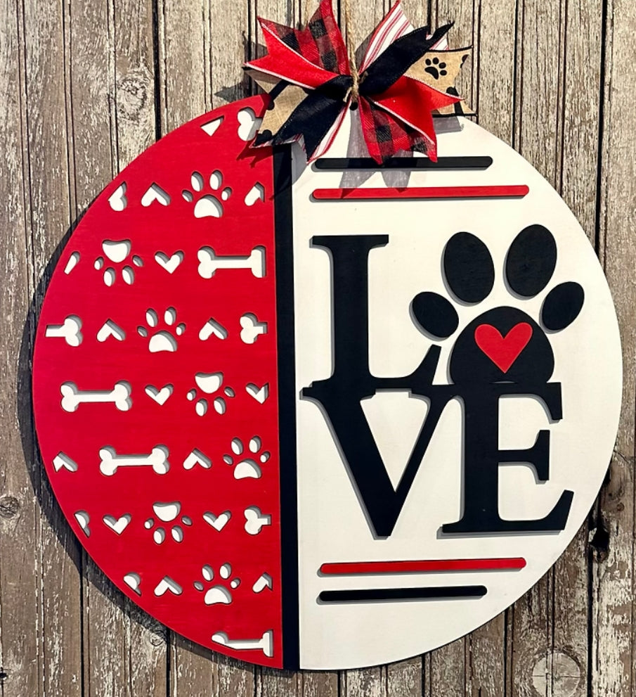 Love with Paw Valentine's Day: 3D Round Door Hanger