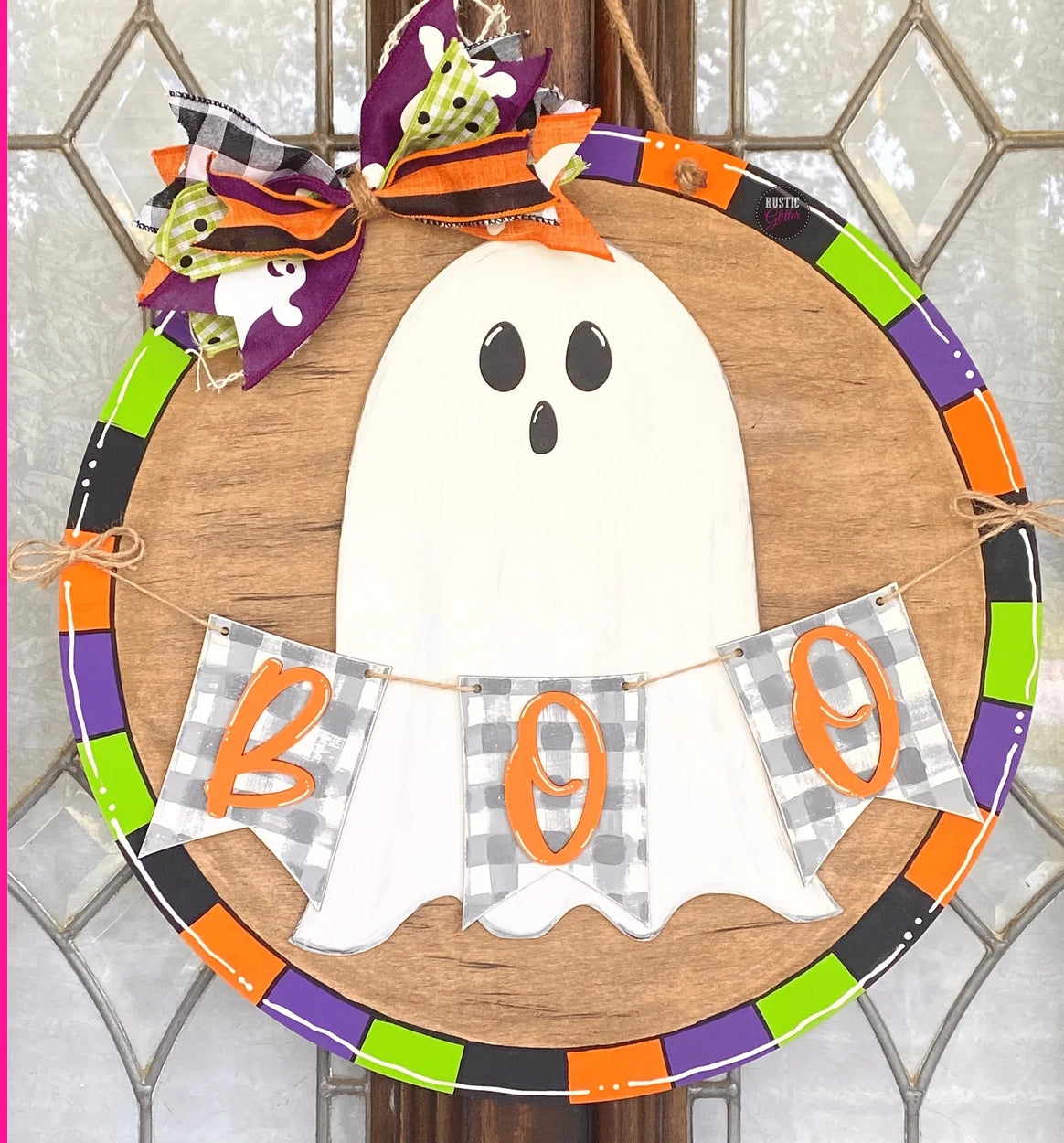 Ghost w Boo Banner: 3D Round Door Hanger