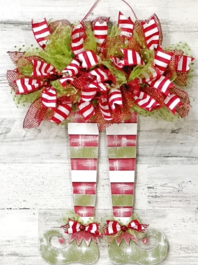 Elf Legs w Mesh & Ribbon: 3D Door Hanger