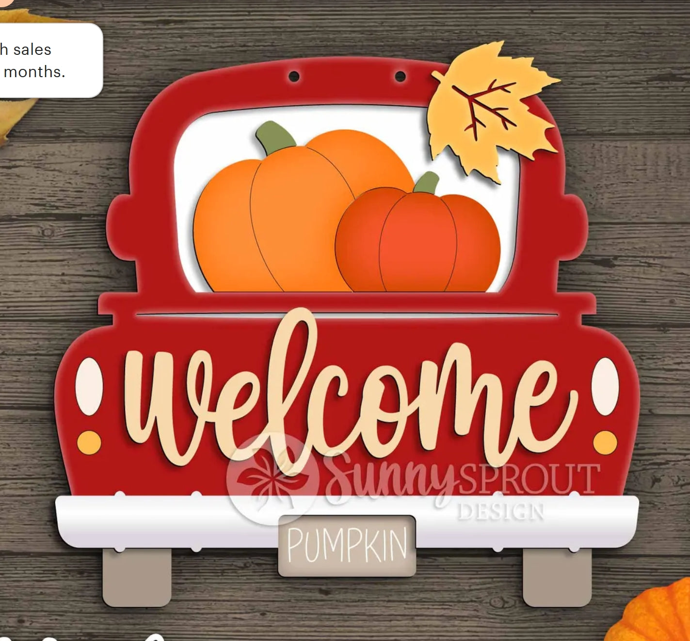 Welcome - Fall - Vintage Truck - Pumpkins: 3D Door Hanger