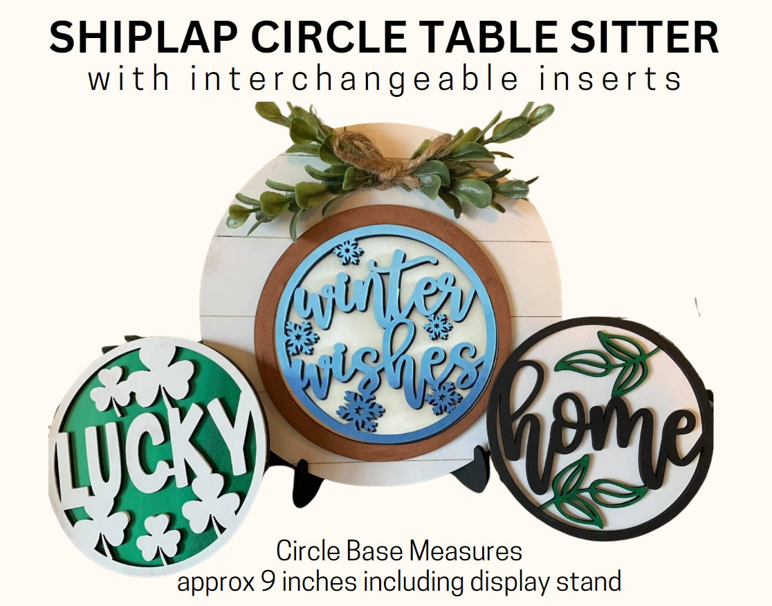 Shiplap Round Shelf Sitter Base + 3 Inserts