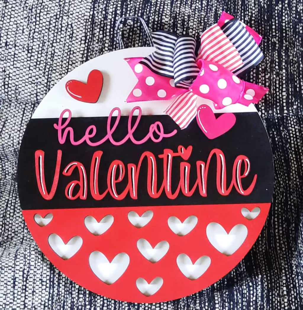 Hello Valentine: 3D Round Door Hanger
