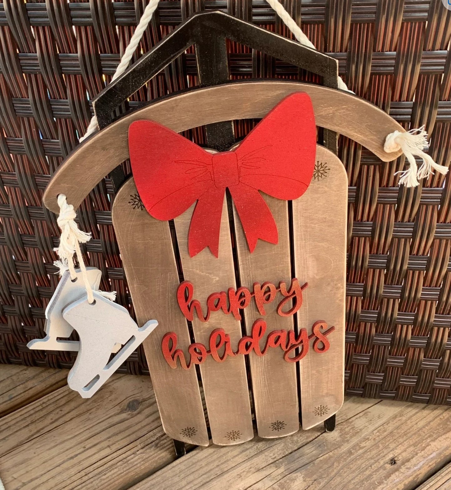 Holiday Sled: 3D Door Hanger