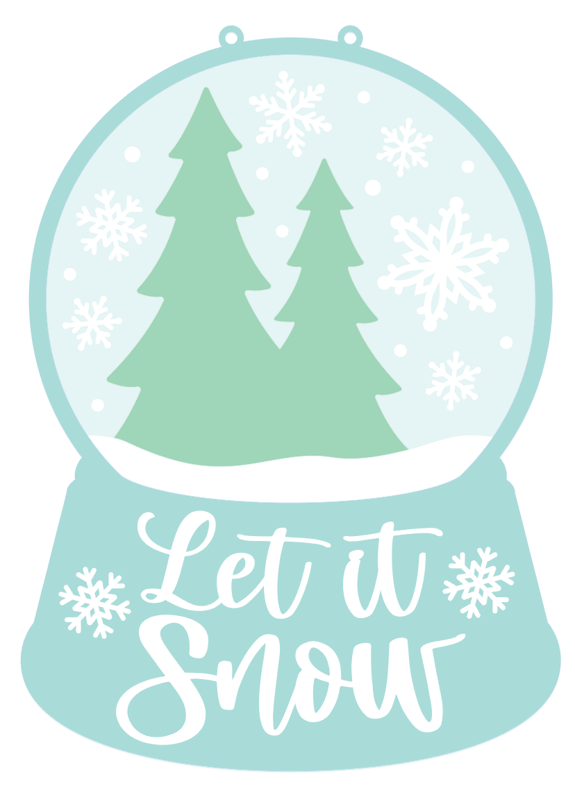 Snow Globe w Trees: 3D Door Hanger