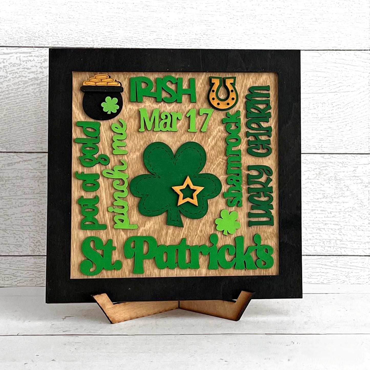 ST PATRICK'S DAY WORD COLLAGE - SQUARE FRAME | 3D LASER CUT SIGN