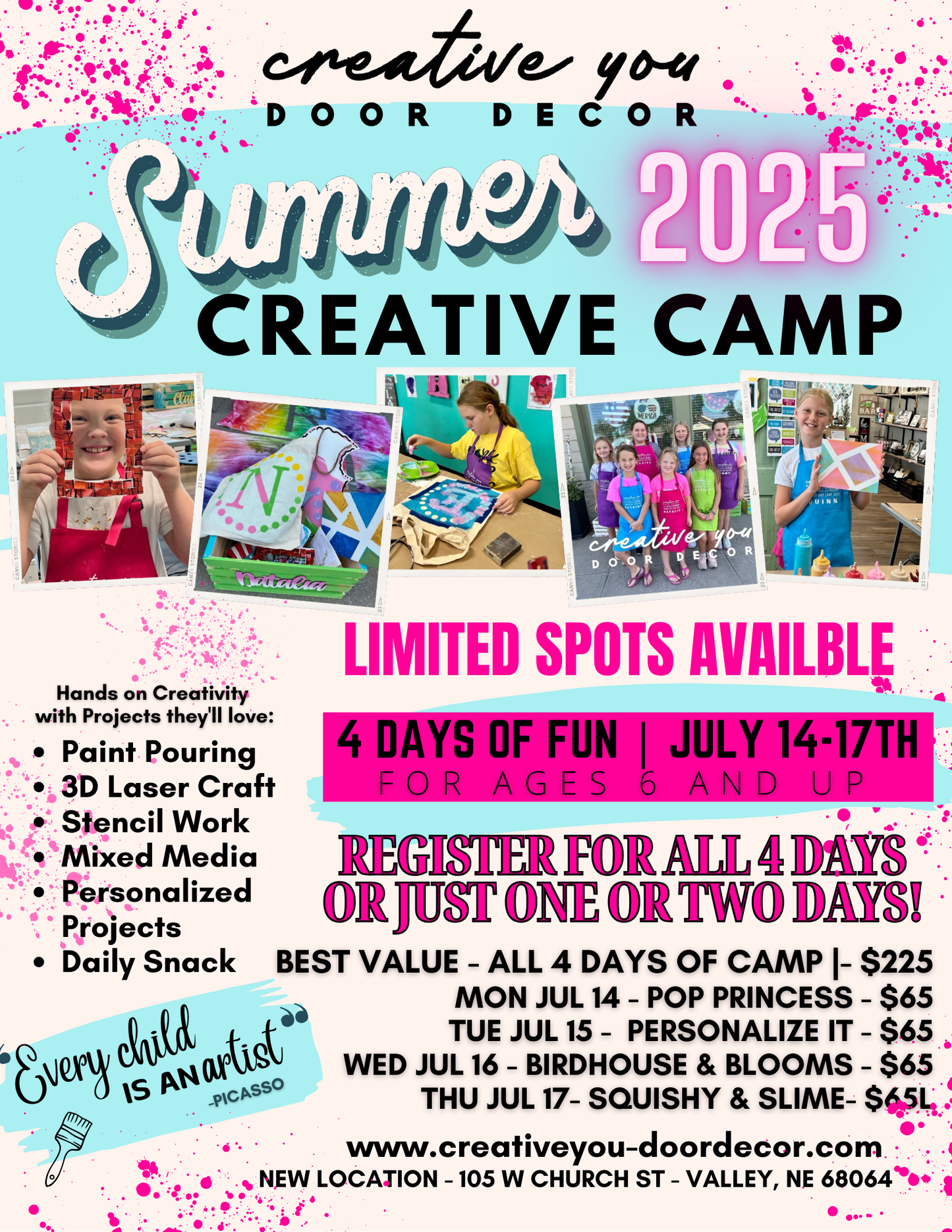 Kids Creative Camp - Summer 2025 - July 14-17th - Session 2