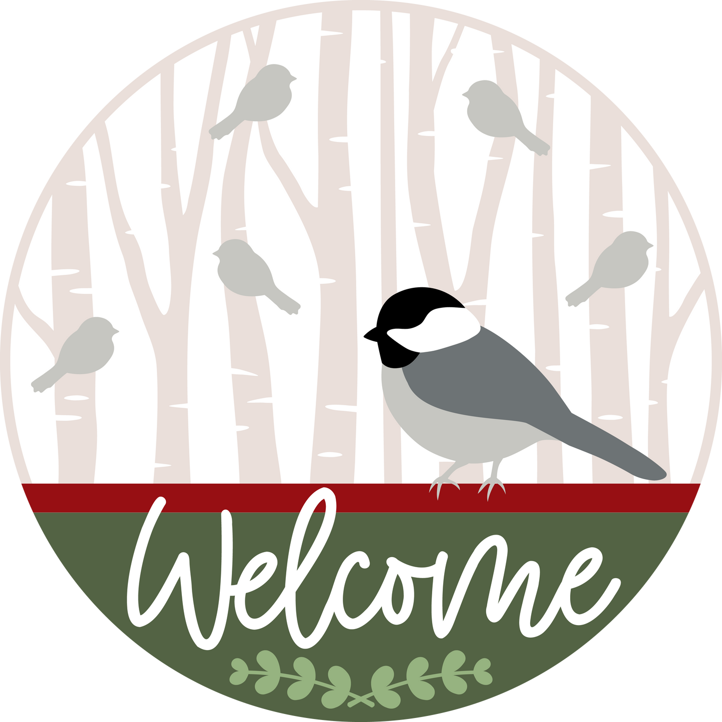 Welcome Chickadee: 3D Round Door Hanger