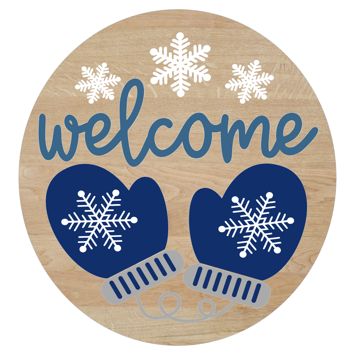 Welcome Mittens & Snowflakes: 3D Round Door Hanger