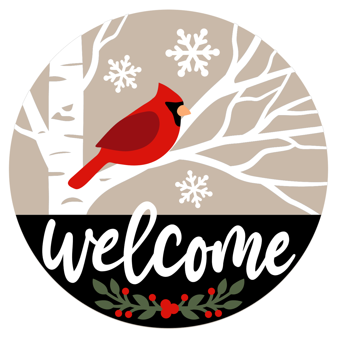 Welcome Cardinal: 3D Round Door Hanger
