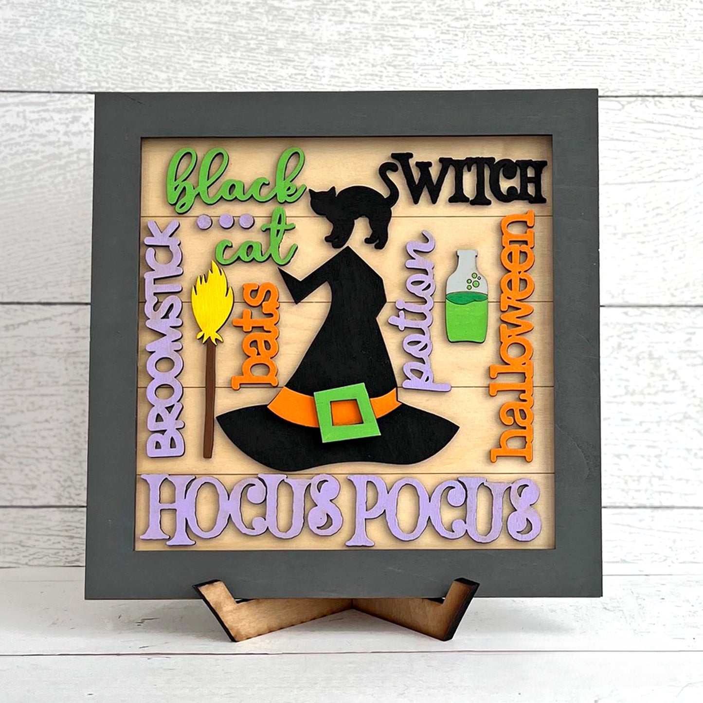 HALLOWEEN WORD COLLAGE - SQUARE FRAME | 3D LASER CUT SIGN