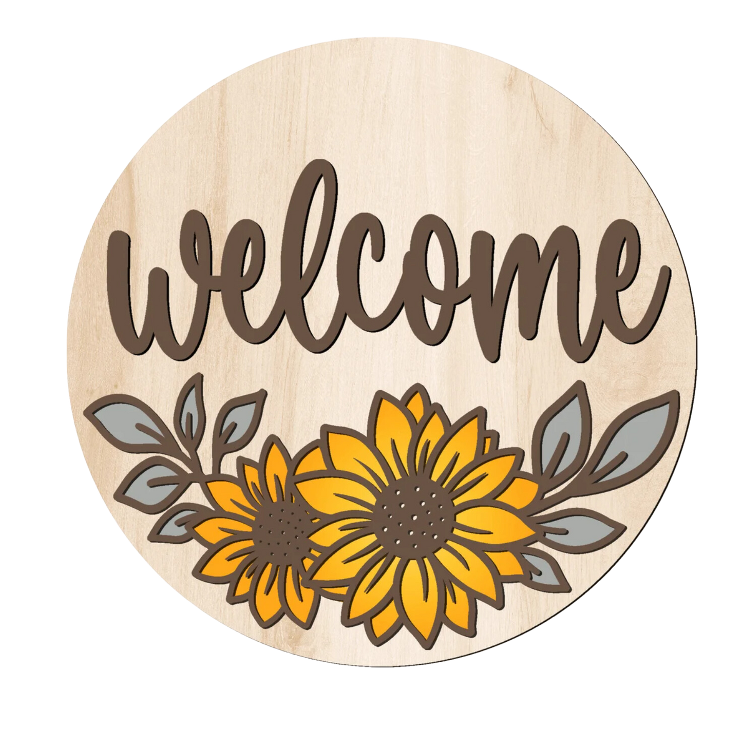 Welcome Sunflowers: 3D Round Door Hanger
