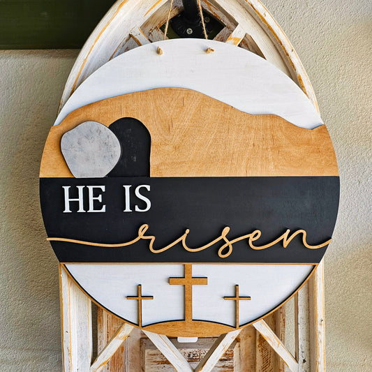 He is Risen: 3D Round Door Hanger