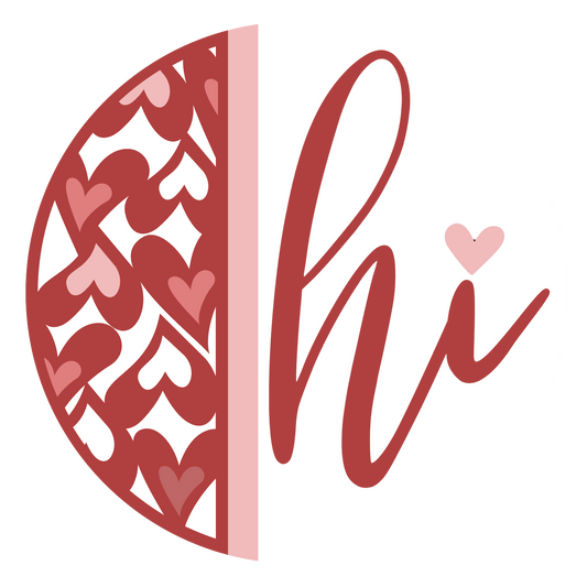 Hi with Hearts: 3D Round Door Hanger