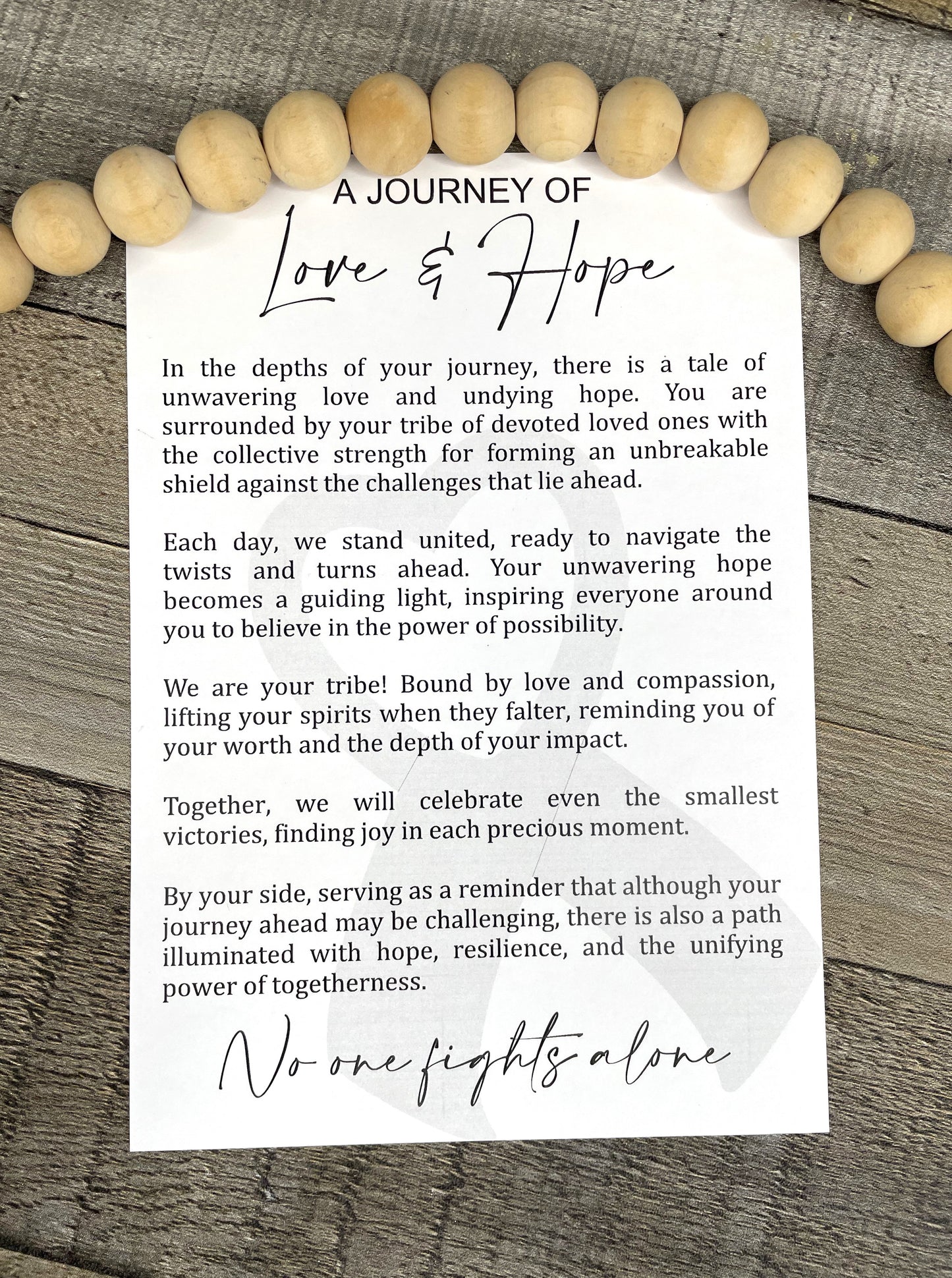 Story Card Ornament - Car Charms: Cancer Awareness Ribbon w Hope
